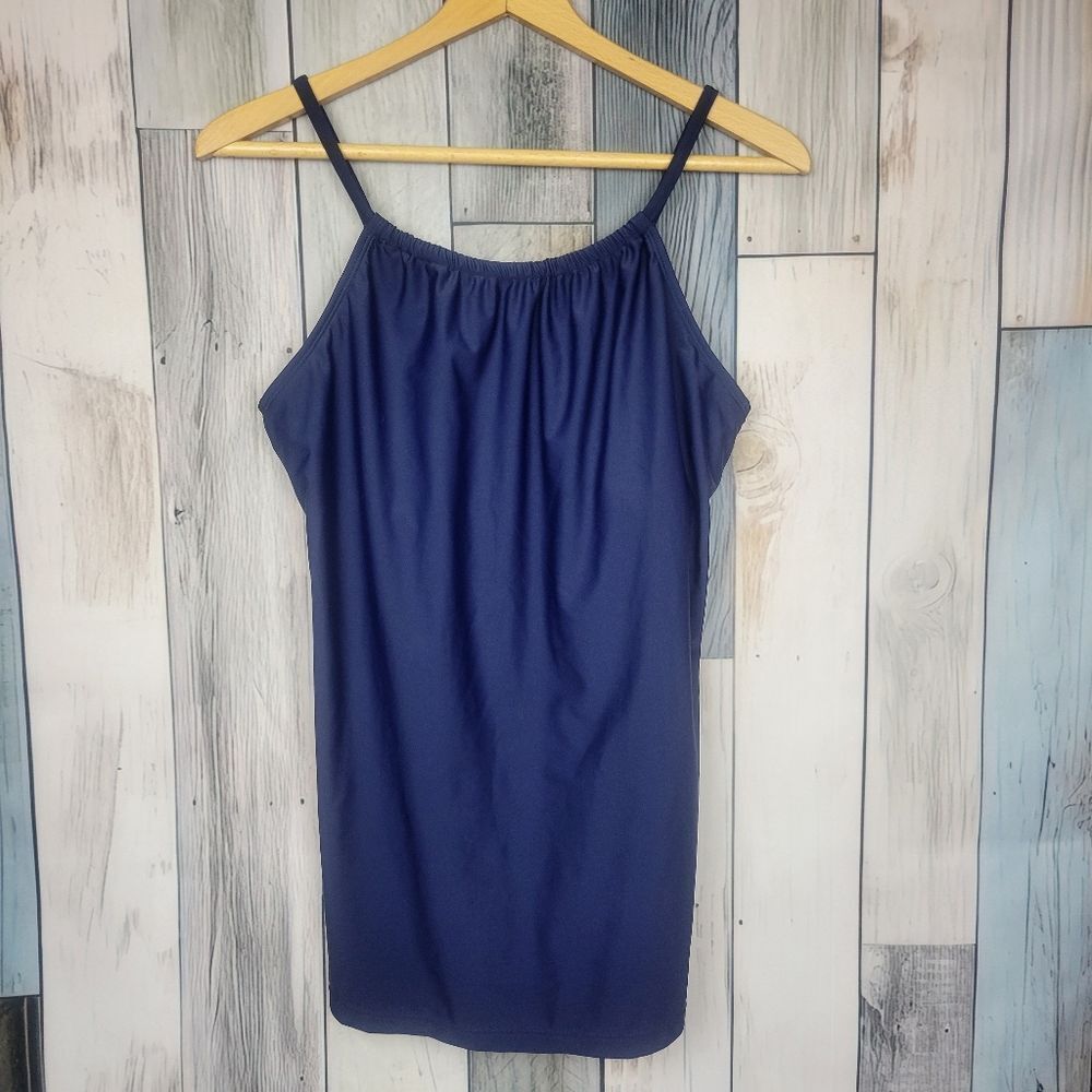 Sunphoria Navy Blue High Neck Tankini Top Size Medium